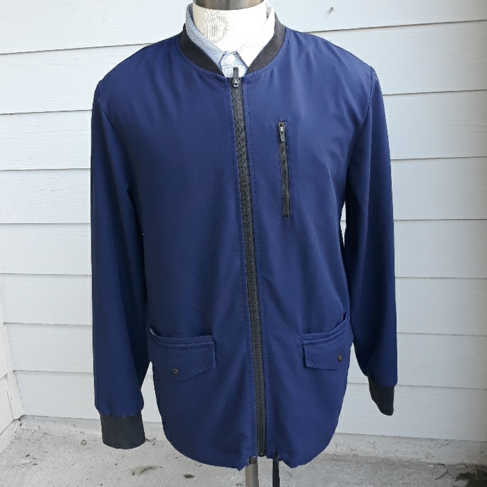 FIGS Technical Dark Navy Zapote‎ Scrub Nurses Mens Full Zip Bomber Jacket Medium
